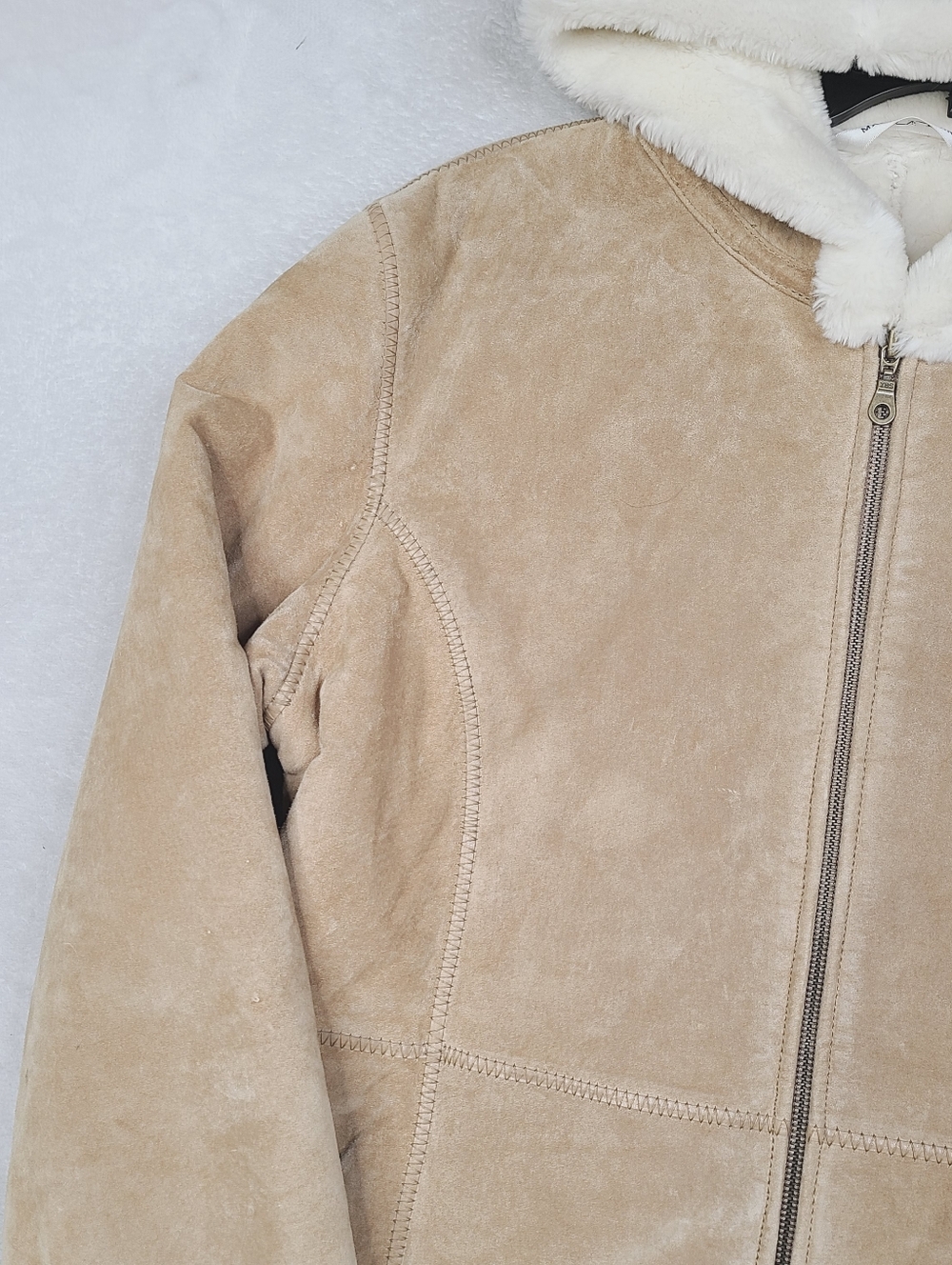 Vintage Fabio Penny Lane Suede Leather Coat Jacket Womens Large Tan Beige Lined - Picture 13 of 16